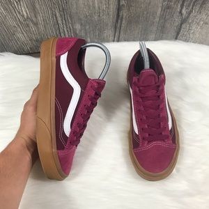 burgundy vans gum sole